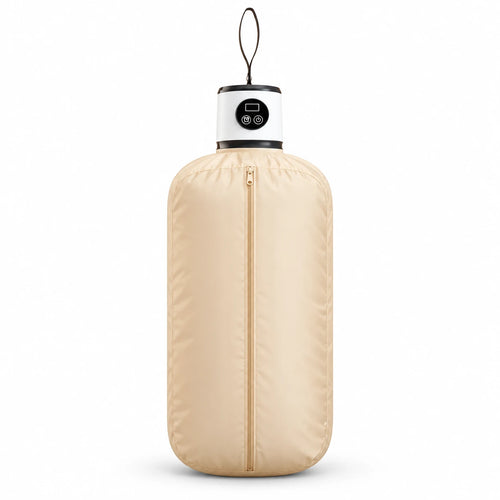 Secador de ropa portátil con la bolsa desplegada, fondo blanco